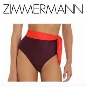 Zimmermann Violet Colorblock Bikini Bottoms Only